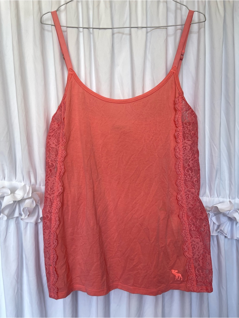 Coral Lace Trim Cami Tank Top